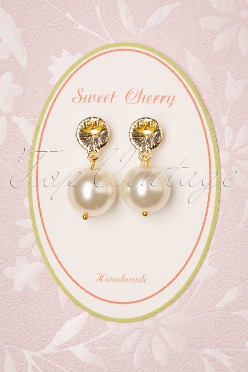 Sweet Cherry - Classy Pearl Earrings Années 50 en Ivoire 4