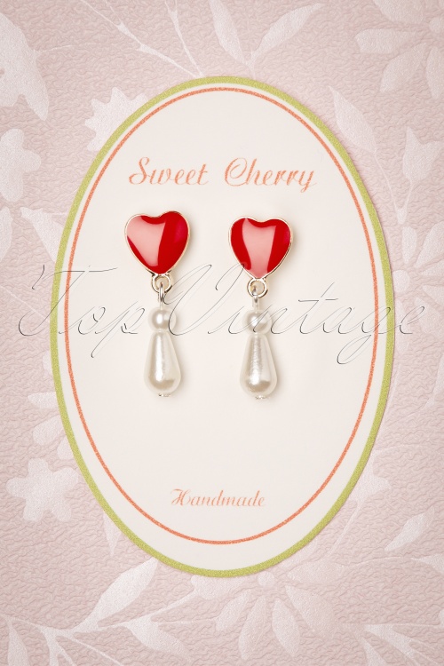 Sweet Cherry - Boucles d'oreilles Pendantes Pearl Love en Ivoire