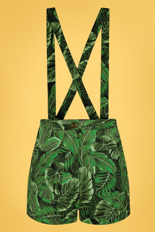 Collectif Clothing - Kelsie Tropics Shorts Années 50 en Vert 2