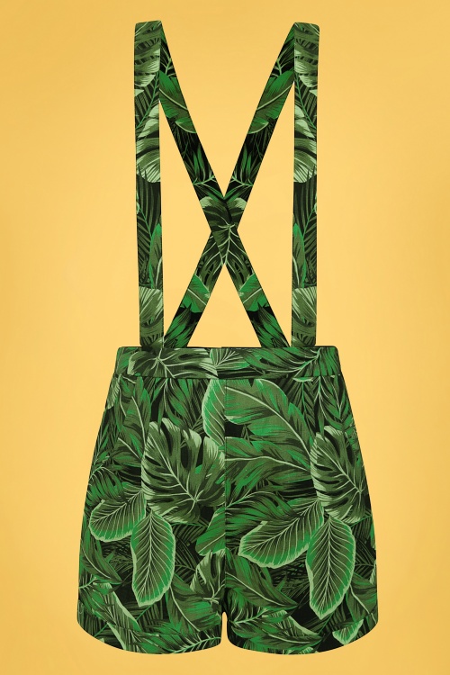 Collectif Clothing - Kelsie Tropics Shorts Années 50 en Vert