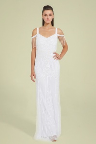 GatsbyLady - Chloe Sequin Maxi Dress Années 20 en Blanc 2