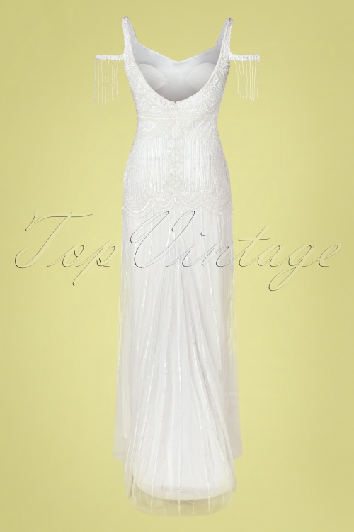 GatsbyLady - Chloe Sequin Maxi Dress Années 20 en Blanc 4
