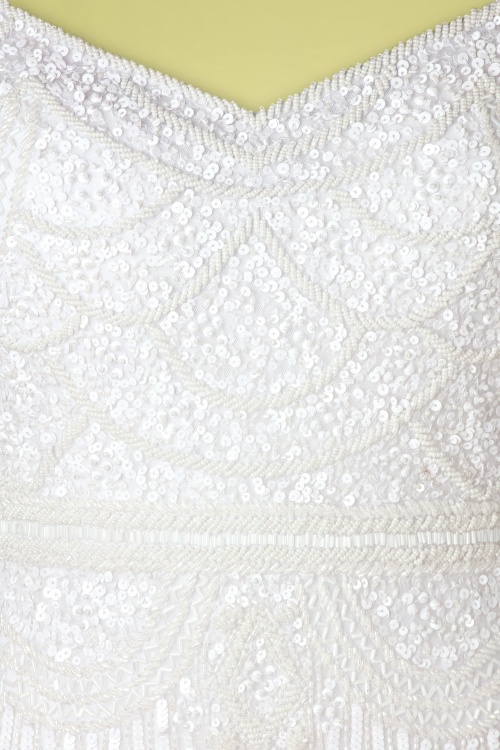 GatsbyLady - 20s Chloe Sequin Maxi Dress in White 5