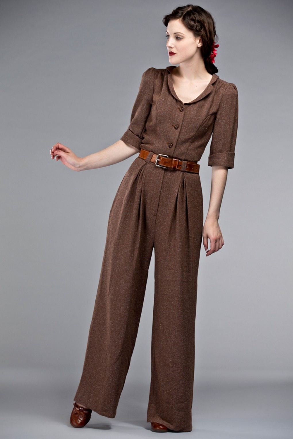 40s The Feminine Flair jumpsuit Brown