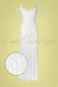 GatsbyLady - Chloe Sequin Maxi Dress Années 20 en Blanc