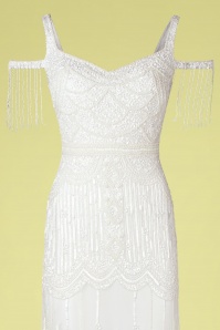 GatsbyLady - 20s Chloe Sequin Maxi Dress in White 3
