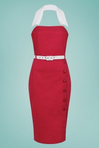 Collectif Clothing - Dorabella Pencil Dress Années 50 en Rouge