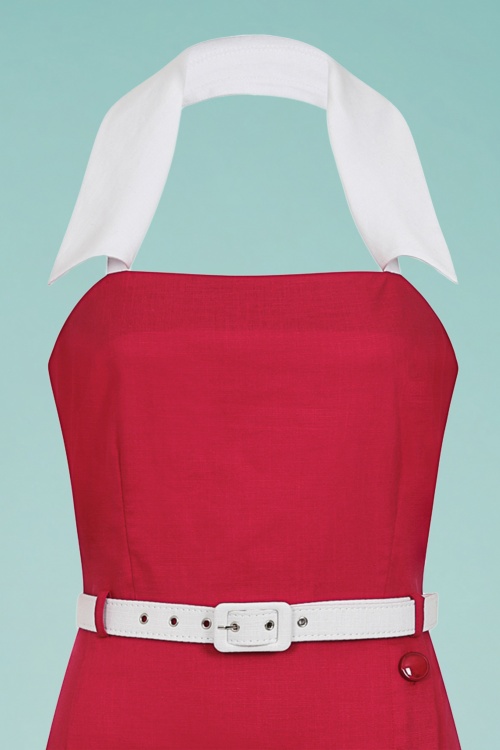 Collectif Clothing - Dorabella Pencil Dress Années 50 en Rouge 3