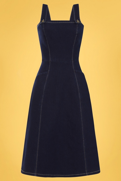 Bright and Beautiful - 60s Mila Pinafore Dress in Denim