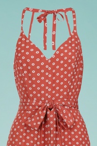 Bright and Beautiful - 70s Jayleen Doughnut Polka Jumpsuit in Brick Red 3
