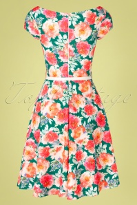 Vintage Chic for Topvintage - Arabella bloemen swing jurk in groen 4