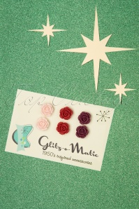 Glitz-o-Matic - Rose oorsteker set in lichtroze, rood en donkerpaars