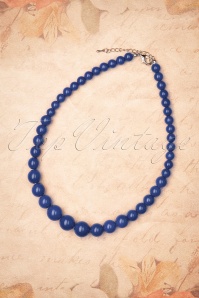 Collectif Clothing - 50s Natalie Bead Necklace Set in Blue 4