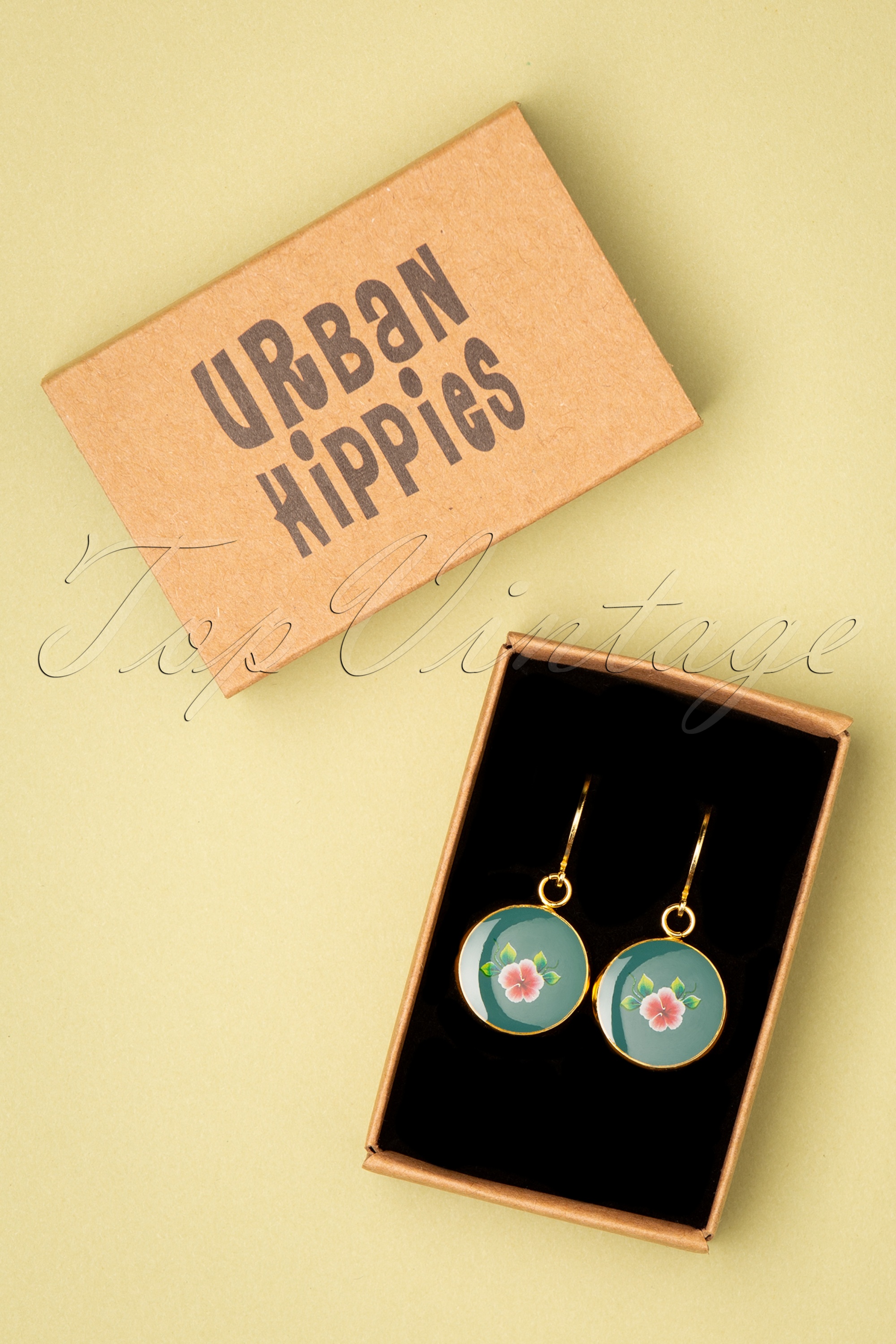 Urban Hippies - Polly oorbellen in goud en teal 3