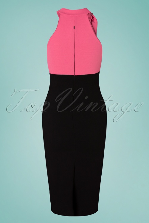 Vintage Chic for Topvintage - Sienna pencil jurk in roze en zwart 4