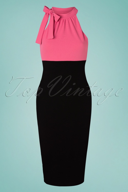 Vintage Chic for Topvintage - Sienna Bleistiftkleid in Pink und Schwarz