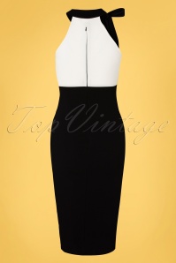 Vintage Chic for Topvintage - Sienna pencil jurk in ivoor en zwart 4