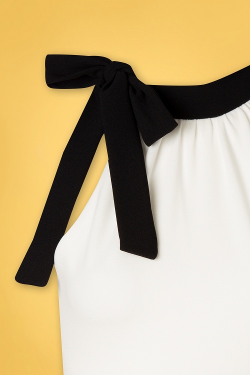 Vintage Chic for Topvintage - Sienna pencil jurk in ivoor en zwart 3