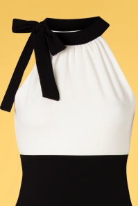 Vintage Chic for Topvintage - Sienna pencil jurk in ivoor en zwart 2