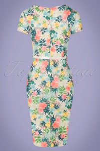 Vintage Chic for Topvintage - Fenny Floral Pencil Dress Années 50 en Crème 4