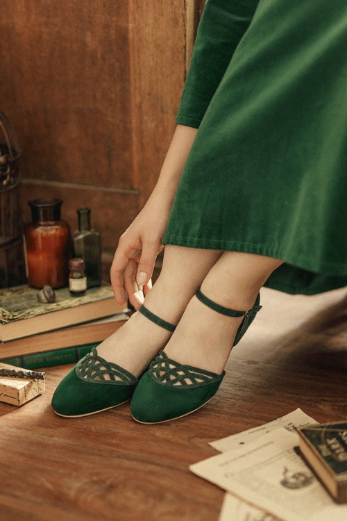 Charlie Stone - 50s Serpente Flats in Emerald Green 3