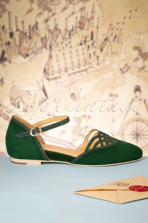 Charlie Stone - 50s Serpente Flats in Emerald Green