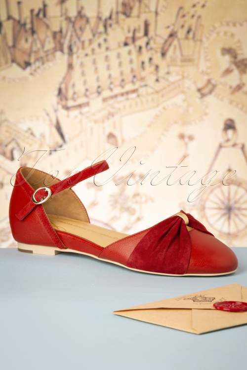 Charlie Stone - 50s Grifo Flats in Red and Gold