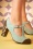 Nemonic - 60s Saten Leather T-Strap Pumps in Turquoise 2