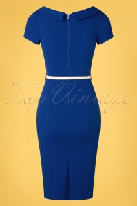 Vintage Chic for Topvintage - Beverly pencil jurk in koningsblauw 2