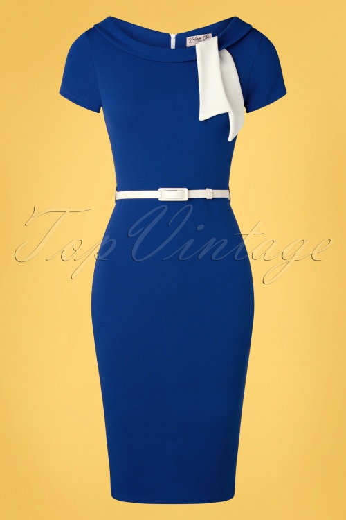 Vintage Chic for Topvintage - Beverly pencil jurk in koningsblauw