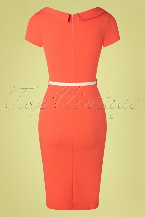 Vintage Chic for Topvintage - Beverly Pencil Dress Années 50 en Corail 2
