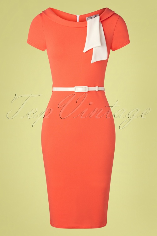 Vintage Chic for Topvintage - Beverly pencil jurk in koraal