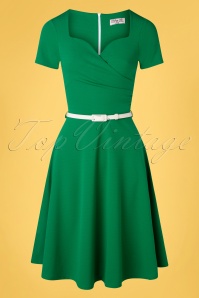 Vintage Chic for Topvintage - Violetta swing jurk in smaragdgroen