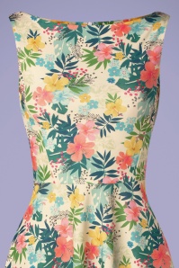 Vintage Chic for Topvintage - Frederique floral swing jurk in ivoor 3