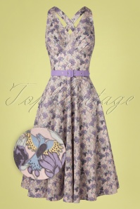 Miss Candyfloss - Lirra Violette Floral Swing Dress Années 50 en Lilas 2