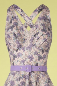 Miss Candyfloss - 50s Lirra Violette Floral Swing Dress in Lilac 3