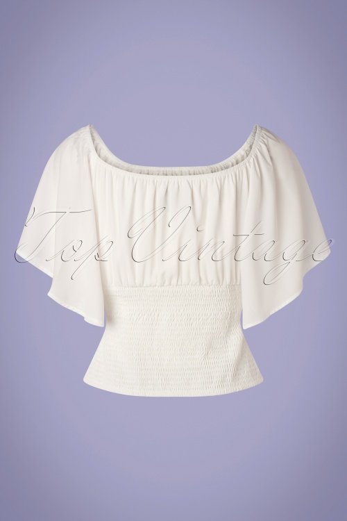 The Oblong Box Shop - 50s Victoria Top in Ivory White 2