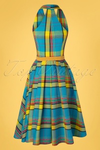 Miss Candyfloss - 50s Basillia Sun Summer Swing Dress in Blue and Yellow 8