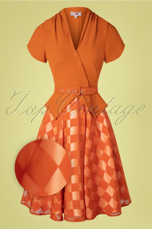 Miss Candyfloss - 50s Fressia Swing Dress in Stone 3