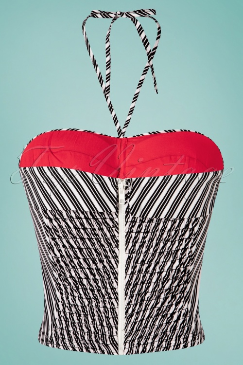 The Oblong Box Shop - 50s Parade On The Prado Bustier Top in Black and White 2