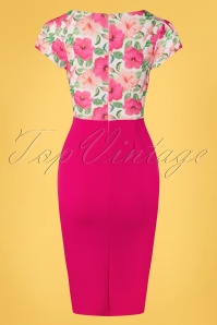 Vintage Chic for Topvintage - 50s Maribelle Floral Pencil Dress in Hot Pink 5