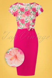 Vintage Chic for Topvintage - Maribelle Floral Bleistiftkleid in Hot Pink 2
