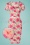 Vintage Chic for Topvintage - Femmy floral pencil jurk in ivoor en roze
