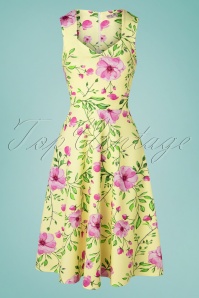 Vintage Chic for Topvintage - Veronique Floral Swing Dress Années 50 en Jaune Pastel