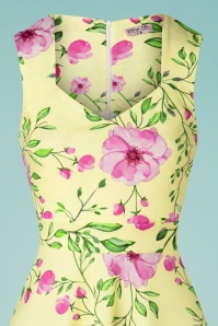 Vintage Chic for Topvintage - Veronique Swingjurk met bloemenprint in pastelgeel 3