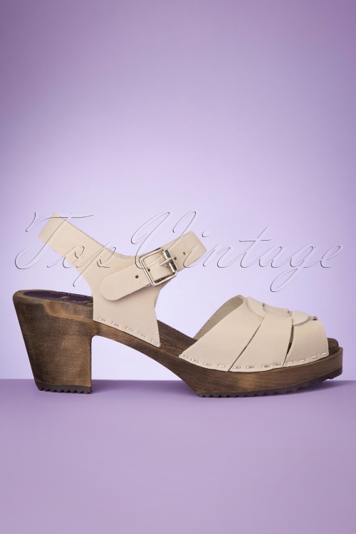 Lotta from Stockholm - 60s Loretta Leather Clogs in Oatmeal 5