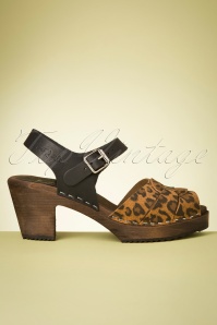 Lotta from Stockholm - 60s Loretta Leather Clogs in Black and Leopard 5