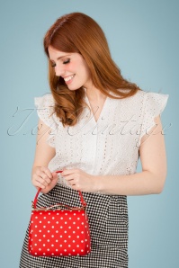 Collectif Clothing - 60s Carrie Polka Dot Bag in Red 2