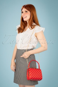 Collectif Clothing - 60s Carrie Polka Dot Bag in Red 5