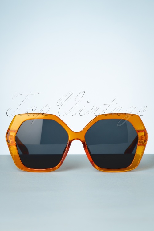 Collectif Clothing - Ronda Oversized Sunglasses Années 60 en Ambre 2